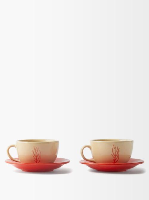 Sensi Studio - Set Of Two Corales De La Isla Ceramic Cup & Saucer - Womens - Cream Multi