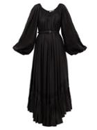 Matchesfashion.com Zanini - Smocked Balloon-sleeve Dress - Womens - Black