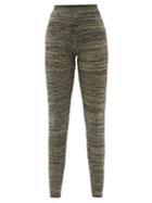 Matchesfashion.com Petar Petrov - Erin Mlange Rib-knitted Silk Leggings - Womens - Black White