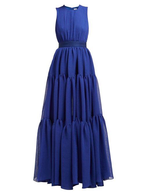 Matchesfashion.com Maison Rabih Kayrouz - Gaze Tiered Crepe Gown - Womens - Blue