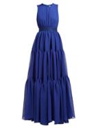 Matchesfashion.com Maison Rabih Kayrouz - Gaze Tiered Crepe Gown - Womens - Blue