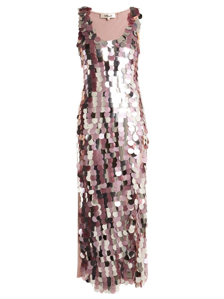 Diane Von Furstenberg Embellished Sleeveless Silk Dress