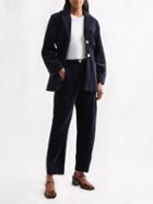 Ganni - High-rise Corduroy Straight-leg Trousers - Womens - Navy