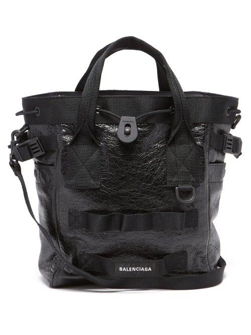 Balenciaga - Army Crackled-leather Tote - Mens - Black
