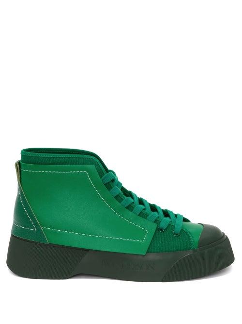 Jw Anderson - High-top Leather Trainers - Womens - Green