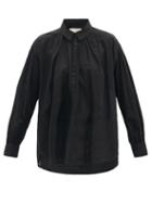 Matchesfashion.com Nili Lotan - Miles Gathered Cotton-voile Shirt - Womens - Black