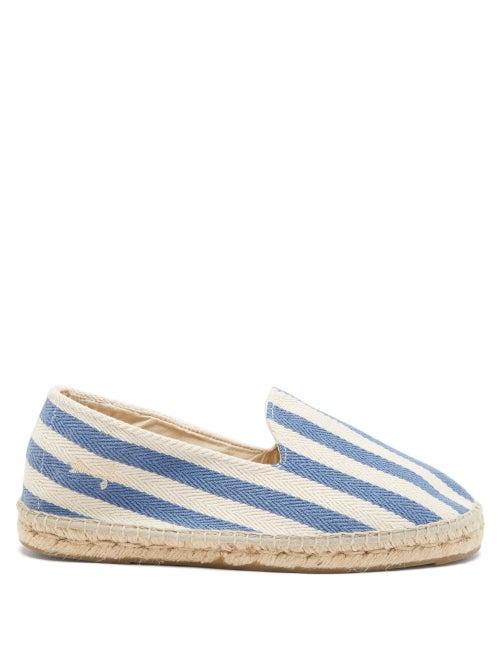 Maneb - Hamptons Striped-canvas Espadrilles - Mens - Blue White