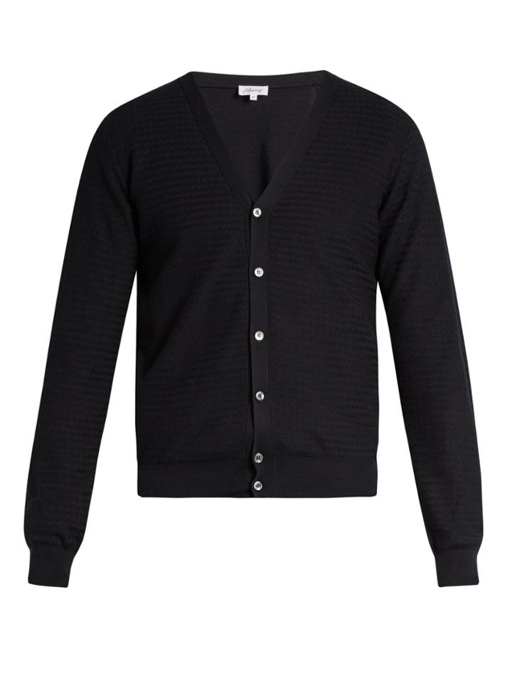 Brioni Zigzag Waffle-knit Cotton Cardigan