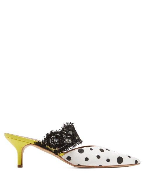 Matchesfashion.com Malone Souliers By Roy Luwolt - X Emanuel Ungaro Maisie Satin Mules - Womens - White Multi