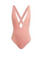 Matchesfashion.com Haight - Marina Deep V Neck Jersey Swimsuit - Womens - Pink