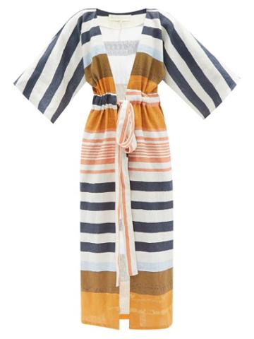 Cala De La Cruz - Pepa Striped Linen-broadcloth Kaftan - Womens - Multi