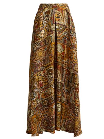 Edward Crutchley Printed Silk-twill Maxi Skirt