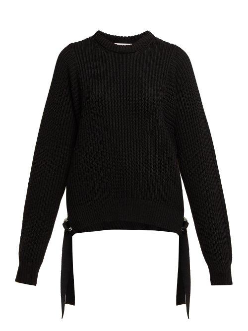 Matchesfashion.com Helmut Lang - Strap Detail Knitted Cotton Sweater - Womens - Black