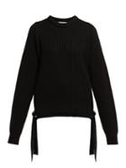 Matchesfashion.com Helmut Lang - Strap Detail Knitted Cotton Sweater - Womens - Black