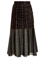 Alexander Mcqueen Metallic-knit Pleated Midi Skirt