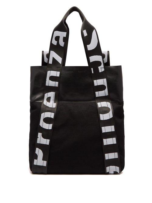 Matchesfashion.com Proenza Schouler - Logo Convertible Leather And Canvas Backpack - Womens - Black