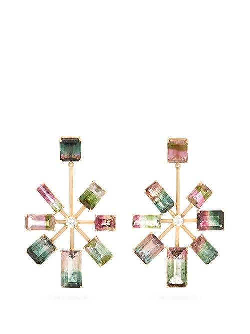 Matchesfashion.com Irene Neuwirth - Tourmaline, Diamond & 18kt Gold Earrings - Womens - Multi