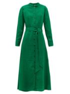 Matchesfashion.com Cefinn - Belted Voile Shirtdress - Womens - Green