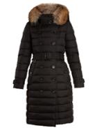 Burberry Dalmerton Fur-trimmed Belted Quilted-down Coat