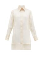 Matchesfashion.com Fendi - Sheer Silk Organza Shirt - Womens - Beige