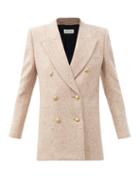 Matchesfashion.com Saint Laurent - Double-breasted Wool-tweed Coat - Womens - Light Pink
