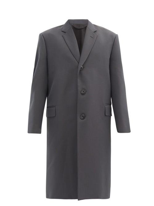 Matchesfashion.com Lemaire - Single-breasted Twill Overcoat - Mens - Dark Grey