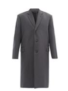 Matchesfashion.com Lemaire - Single-breasted Twill Overcoat - Mens - Dark Grey