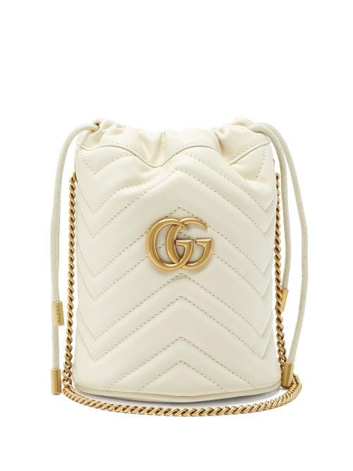 Matchesfashion.com Gucci - Gg Marmont Leather Bucket Bag - Womens - White