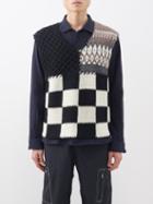 Noma T.d - Patchwork V-neck Wool Sweater Vest - Mens - Black Multi