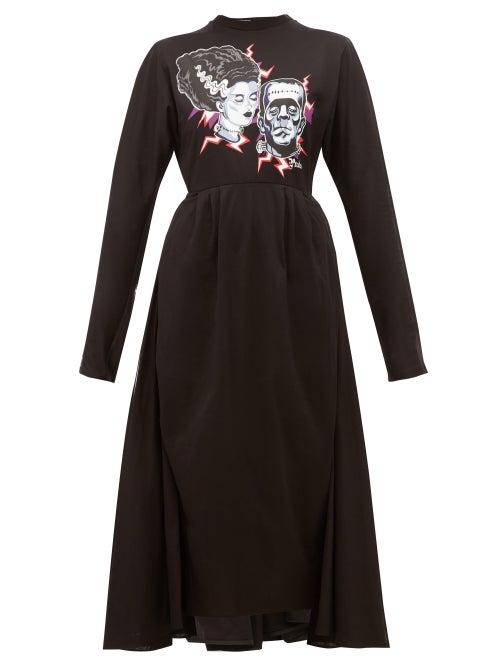 Matchesfashion.com Prada - Frankenstein Print Cotton Dress - Womens - Black Multi