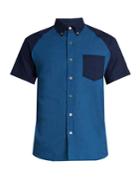 Blue Blue Japan Short-sleeved Contrast-panel Cotton Shirt