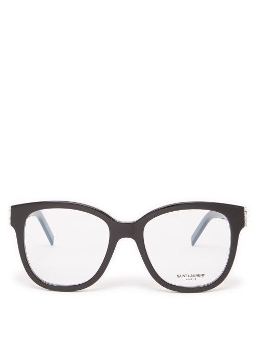 Saint Laurent - Ysl-logo Square Acetate Glasses - Womens - Black