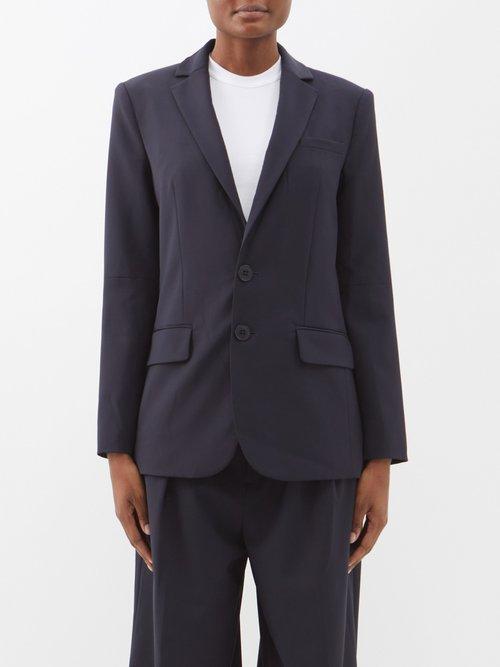 Tibi - Marlon Elbow-slit Technical-blend Blazer - Womens - Navy