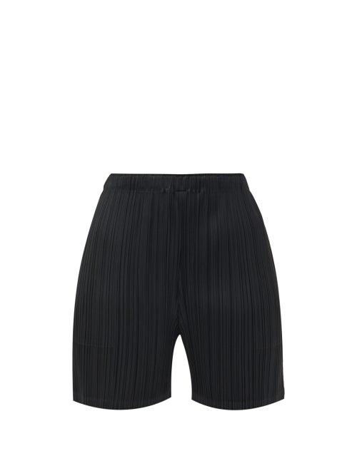 Matchesfashion.com Pleats Please Issey Miyake - Mid-cut Pliss Jersey Shorts - Womens - Black
