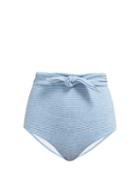 Matchesfashion.com Mara Hoffman - Jay Striped Belted Bikini Briefs - Womens - Blue White