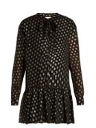 Matchesfashion.com Saint Laurent - Polka Dot Fil Coup Silk Blend Dress - Womens - Black Gold