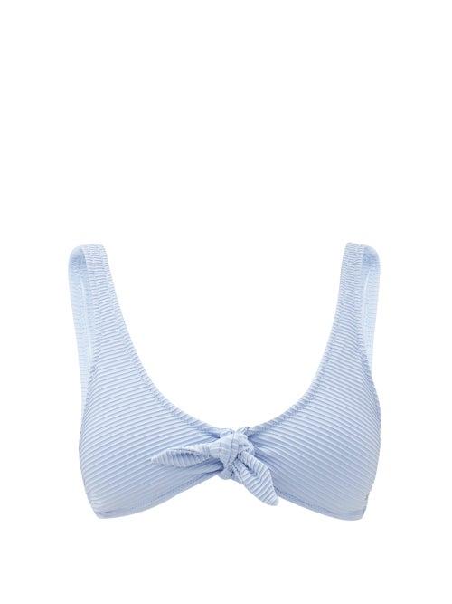 Matchesfashion.com Heidi Klein - Bora Bora Bow Ribbed Bikini Top - Womens - Light Blue