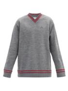 Matchesfashion.com Maison Margiela - Oversized Distressed V-neck Sweater - Mens - Grey