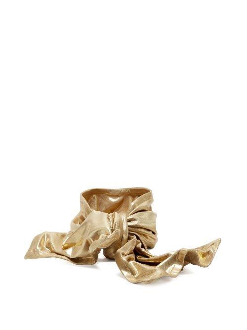 Matchesfashion.com Norma Kamali - Twist Lam Turban Headband - Womens - Gold