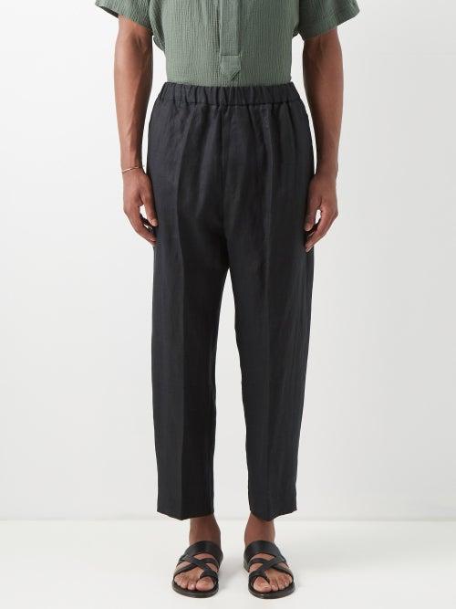 Albus Lumen - Nemus Linen-hopsack Trousers - Mens - Black
