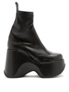 Matchesfashion.com Marques'almeida - Square-toe Leather Platform Ankle Boots - Womens - Black