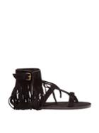 Saint Laurent Nino Suede Fringed T-bar Sandals
