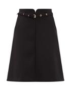 Matchesfashion.com Redvalentino - Belted Cady Midi Skirt - Womens - Black