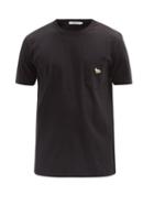 Mens Rtw Maison Kitsun - Profile Fox-patch Cotton-jersey T-shirt - Mens - Black
