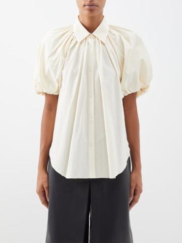 Ashlyn - Charlie Puff-sleeved Cotton Shirt - Womens - Ivory