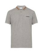 Matchesfashion.com Burberry - Icon Striped Collar Cotton Piqu Polo Shirt - Mens - Grey
