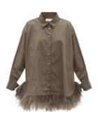 Matchesfashion.com Marques'almeida - Feather-trimmed Organic-cotton Shirt - Womens - Khaki