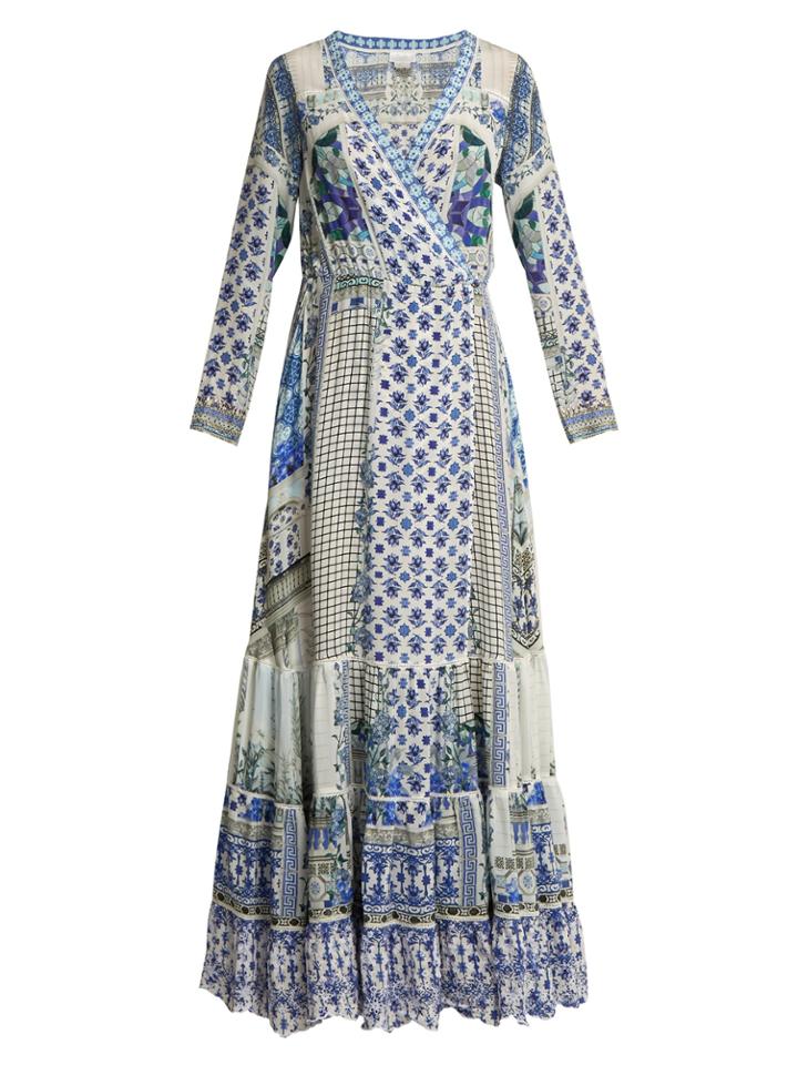 Camilla Salvador Summer Silk Wrap Maxi Dress