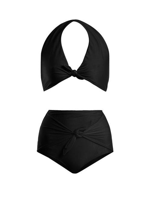 Matchesfashion.com Adriana Degreas - Riviera Halterneck Bikini - Womens - Black