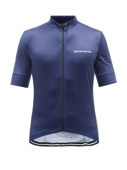 Caf Du Cycliste - Fleurette Zipped Mesh Cycling Top - Mens - Navy